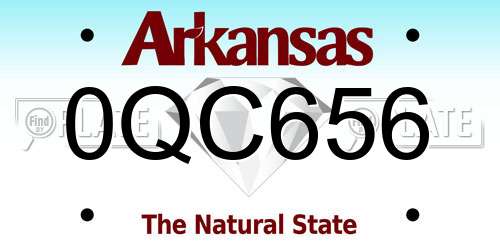 0QC656 Arkansas License Plate