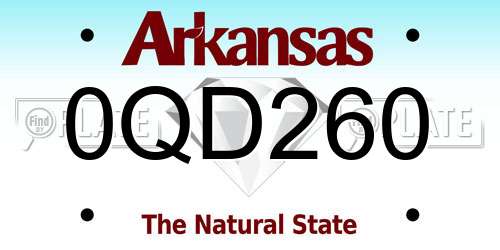 0QD260 Arkansas License Plate
