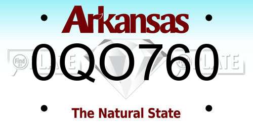 0QO760 Arkansas License Plate