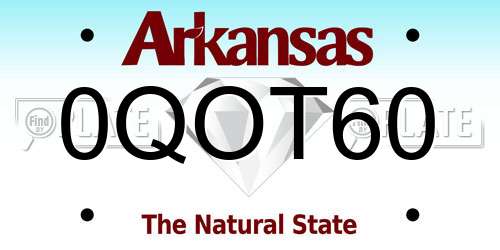 0QOT60 Arkansas License Plate