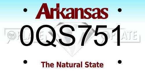 0QS751 Arkansas License Plate