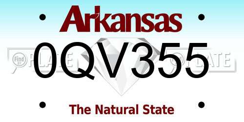0QV355 Arkansas License Plate