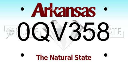 0QV358 Arkansas License Plate