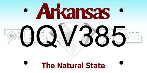 0QV385 Arkansas License Plate
