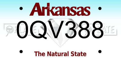 0QV388 Arkansas License Plate