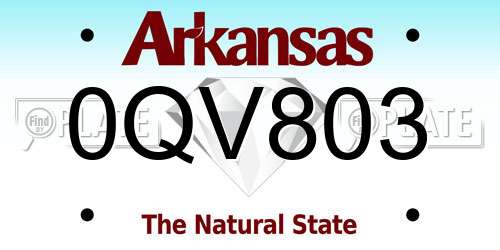 0QV803 Arkansas License Plate