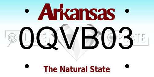 0QVB03 Arkansas License Plate