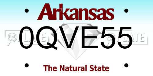 0QVE55 Arkansas License Plate