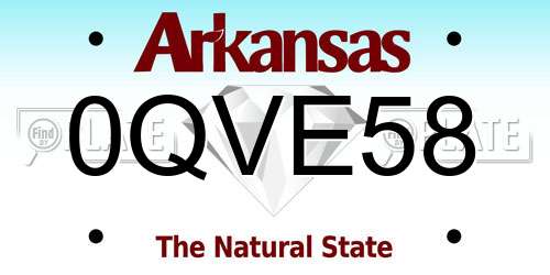 0QVE58 Arkansas License Plate