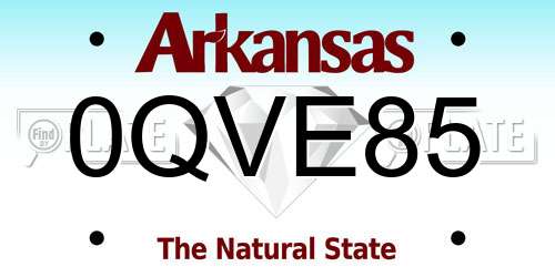 0QVE85 Arkansas License Plate
