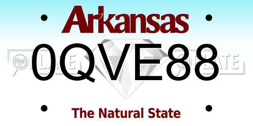 0QVE88 Arkansas License Plate