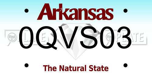 0QVS03 Arkansas License Plate