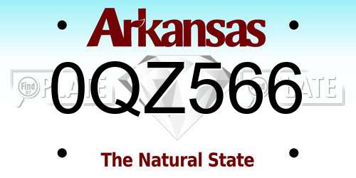 0QZ566 Arkansas License Plate