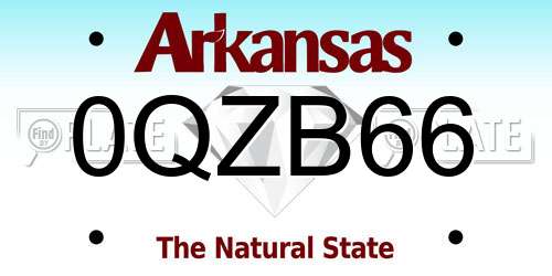 0QZB66 Arkansas License Plate