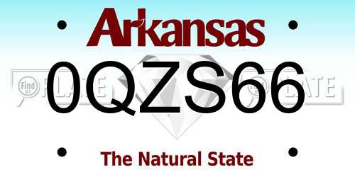 0QZS66 Arkansas License Plate