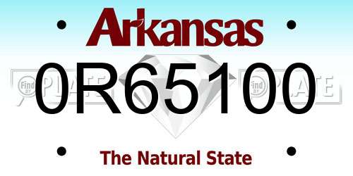 0R65100 Arkansas License Plate