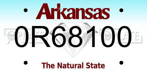 0R68100 Arkansas License Plate