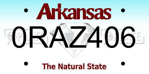 0RAZ406 Arkansas License Plate