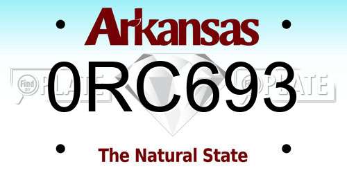 0RC693 Arkansas License Plate