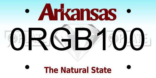 0RGB100 Arkansas License Plate