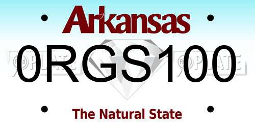0RGS100 Arkansas License Plate