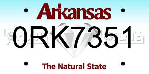0RK7351 Arkansas License Plate