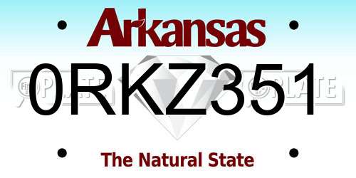 0RKZ351 Arkansas License Plate
