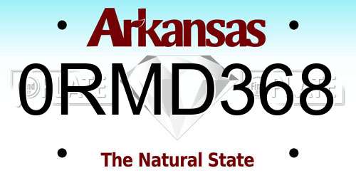 0RMD368 Arkansas License Plate