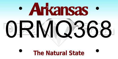 0RMQ368 Arkansas License Plate