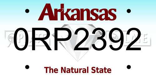 0RP2392 Arkansas License Plate