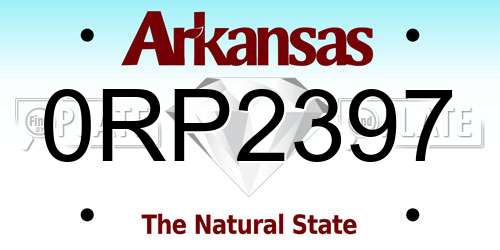 0RP2397 Arkansas License Plate