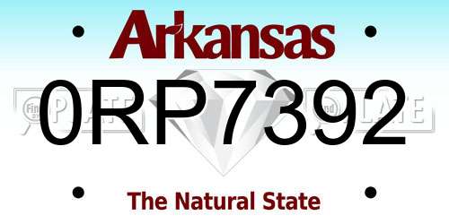 0RP7392 Arkansas License Plate