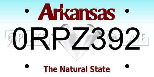 0RPZ392 Arkansas License Plate
