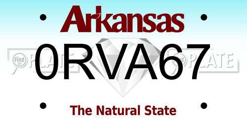 0RVA67 Arkansas License Plate
