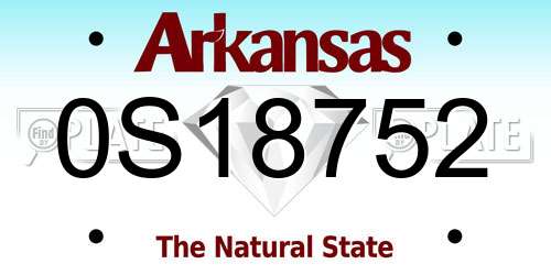 0S18752 Arkansas License Plate