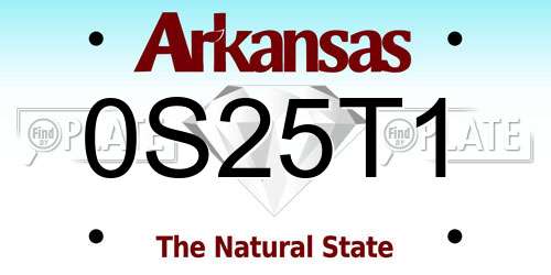 0S25T1 Arkansas License Plate