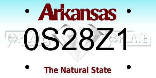 0S28Z1 Arkansas License Plate
