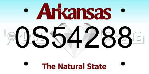 0S54288 Arkansas License Plate