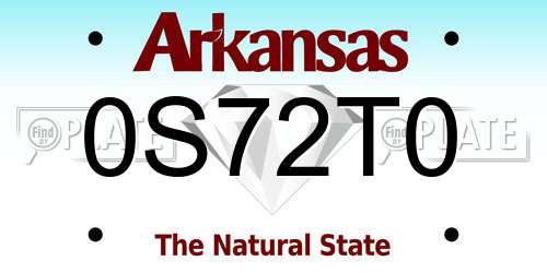 0S72T0 Arkansas License Plate