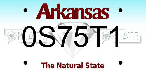 0S75T1 Arkansas License Plate