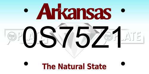 0S75Z1 Arkansas License Plate