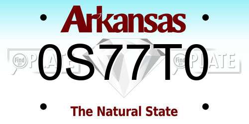 0S77T0 Arkansas License Plate