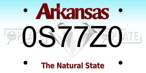 0S77Z0 Arkansas License Plate