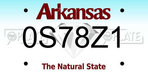 0S78Z1 Arkansas License Plate