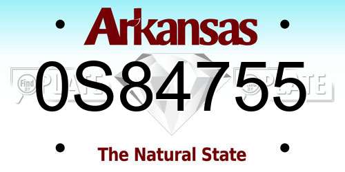 0S84755 Arkansas License Plate