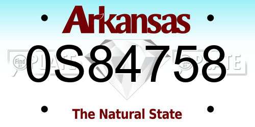 0S84758 Arkansas License Plate