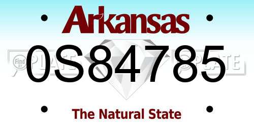 0S84785 Arkansas License Plate