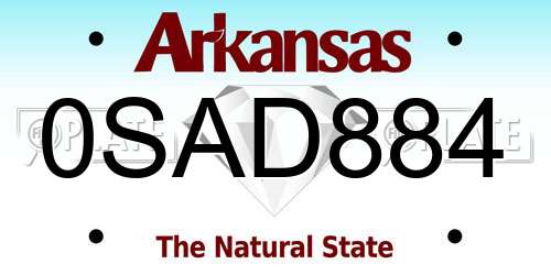 0SAD884 Arkansas License Plate