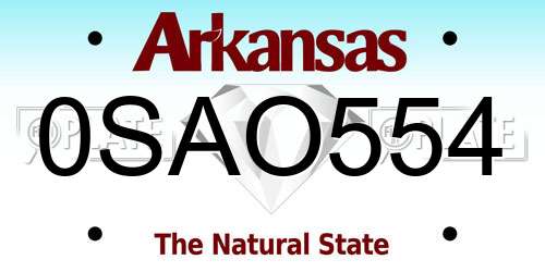 0SAO554 Arkansas License Plate