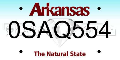 0SAQ554 Arkansas License Plate